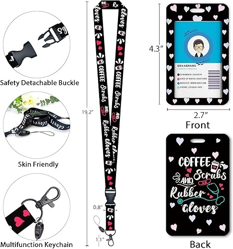 Miniatura 106 de Giancomics Black ID Badge Holder with Lanyard, Lanyards for ID Badges with Badge Reel Retractable Heavy Duty, Lanyard with ID Holder Keychain Clip