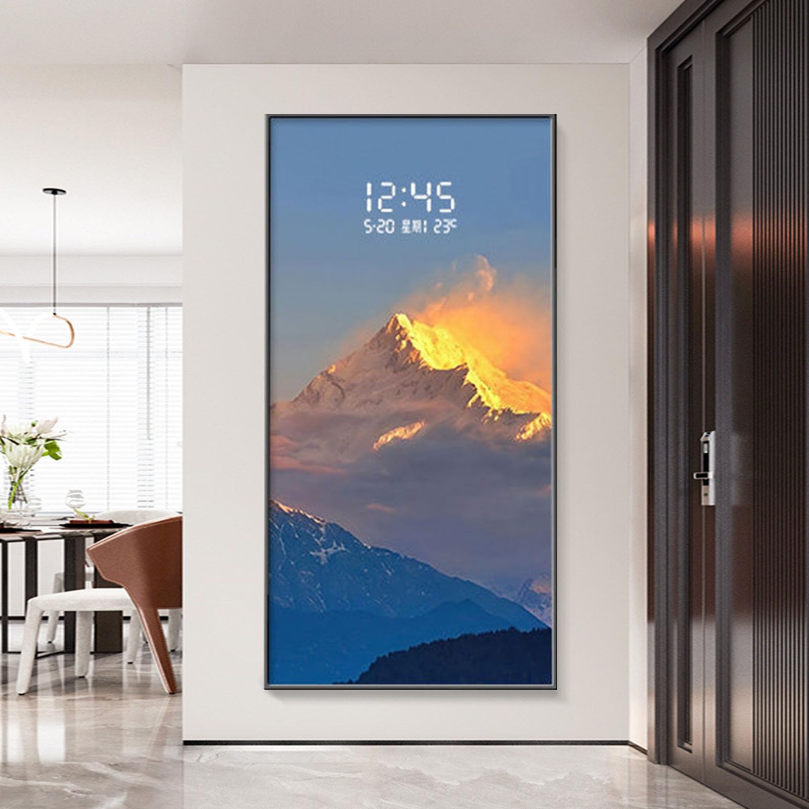 Grande orologio da parete 3D con luce LED, schermo digitale, cornice in alluminio per decorazione domestica, perfetto per salotti e uffici, 70 x 140 cm
