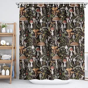 Fchen art William Morris-duschdraperi, svamp, retro, badrum, svart ...
