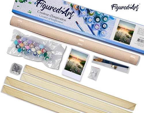 Vista 564 de Figured'Art - Juego de pintura por números, lienzo enrollado sin marco, para manualidades, para adultos, 16 x 20 pulgadas, jarrón de peonías