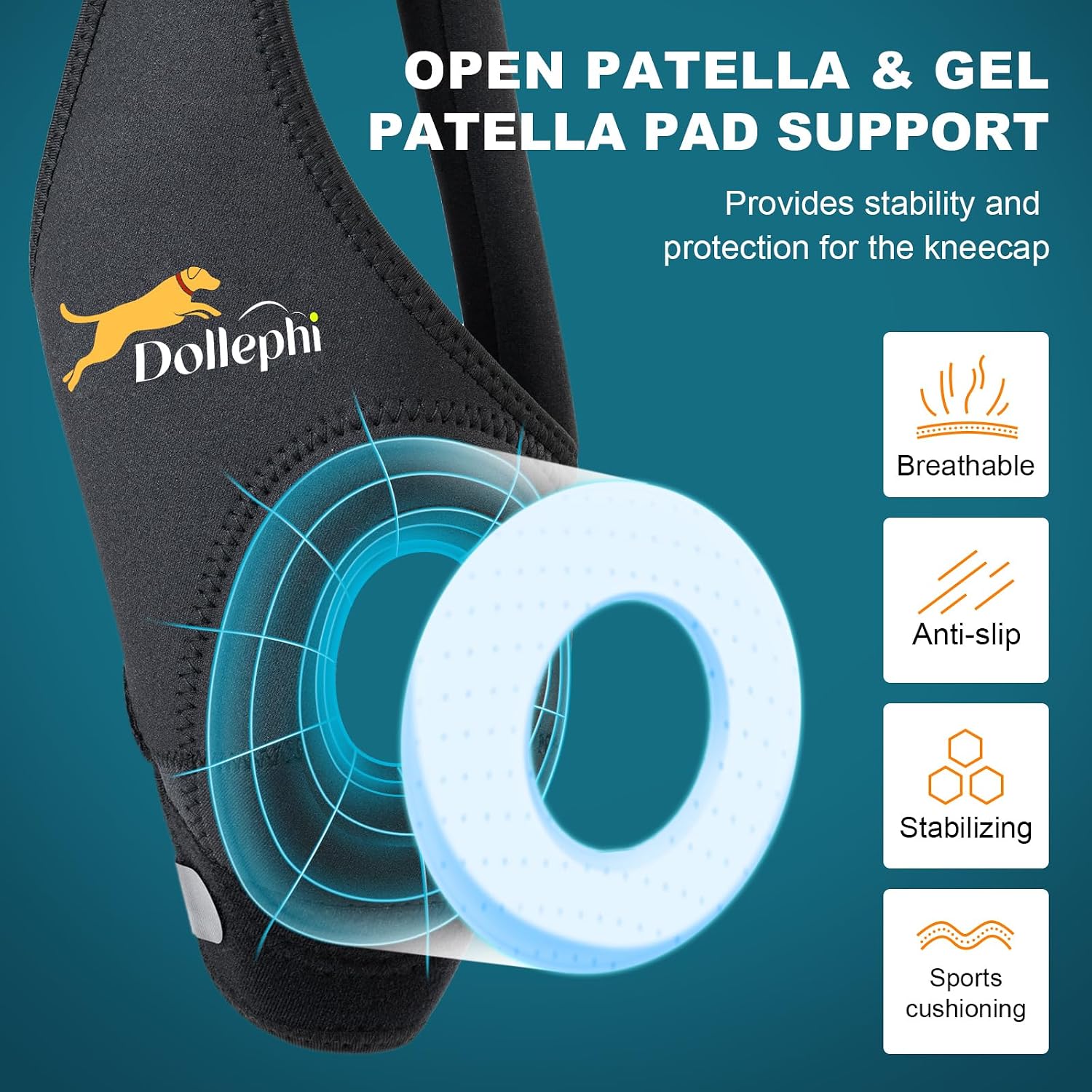 Dog Knee Brace for Torn ACL Hind Leg, Support for Patella Dislocation or Osteoarthritis, Cruciate Ligament Injuries, Cut-out Non-slip Wrap Promotes Patellar Stability,Patent Pending(Right Leg,L)