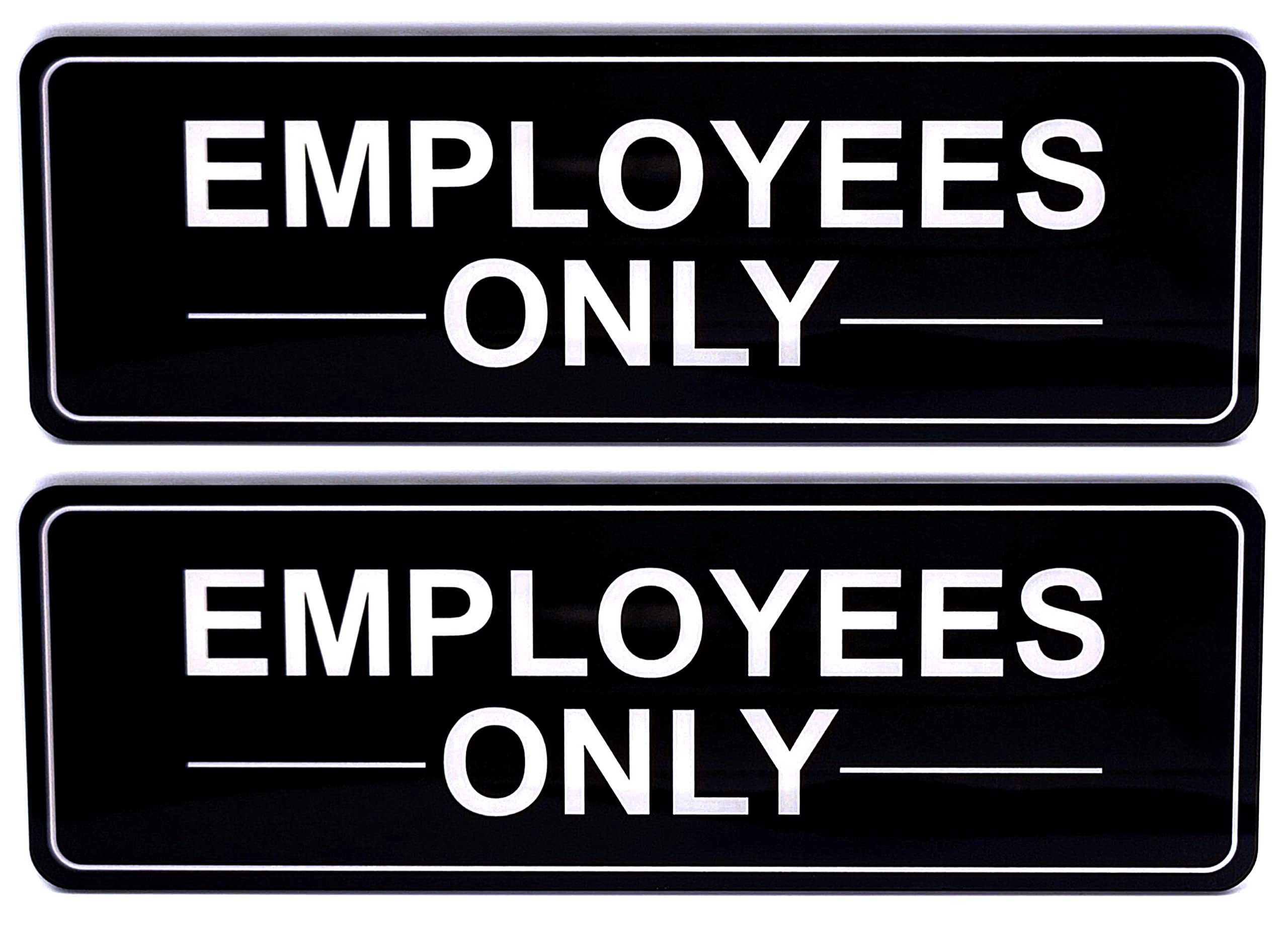 Kraken Sign Co. - Premium Employees Only Sign With Adhesive - 9" x 3" - White Lettering On Black Background - Easy To Install and Highly Visible for