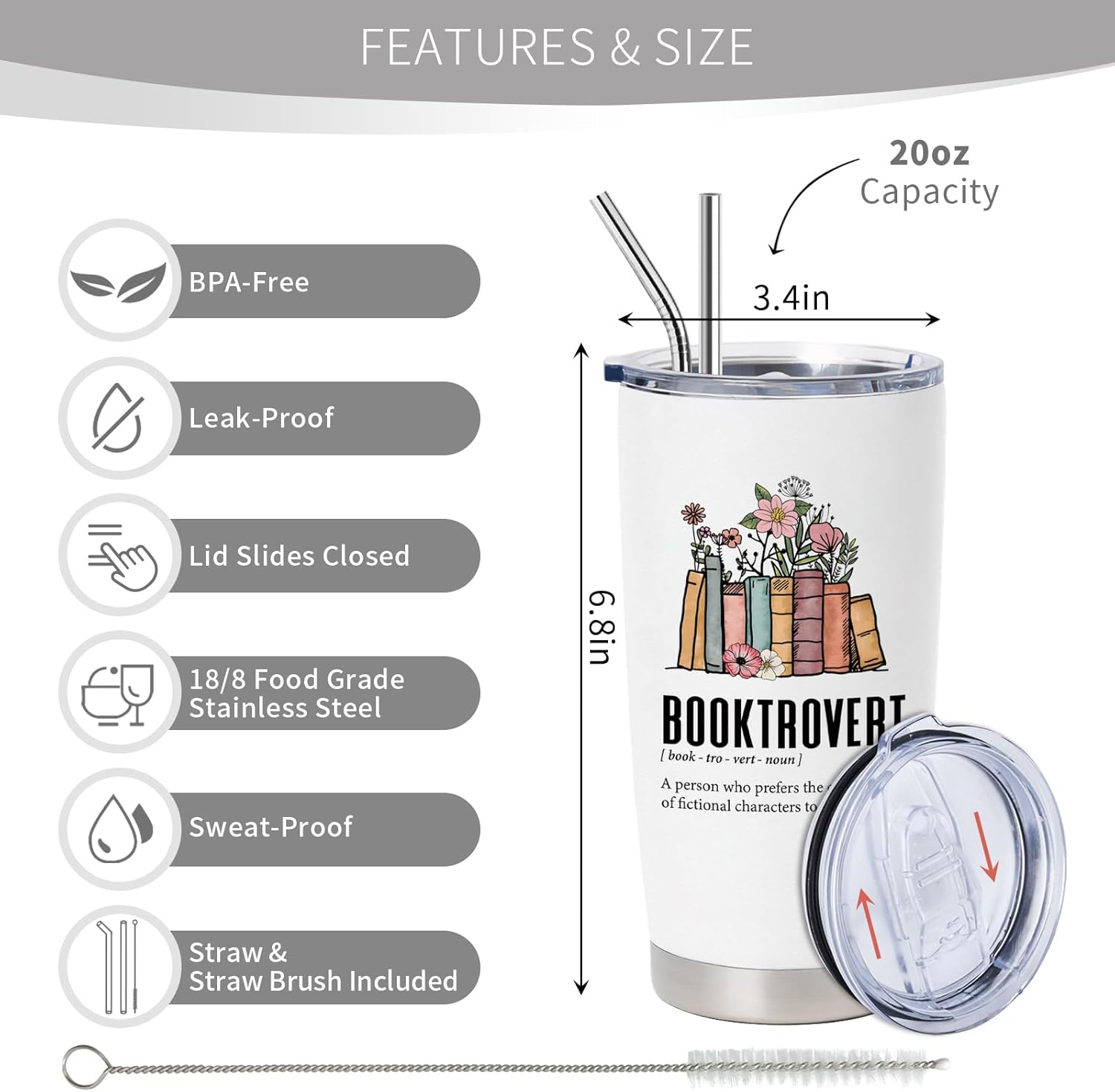 Book Lovers Gifts for Women Tumbler 20OZ, Bookish Gifts, Books Club Gift for Reading Lover, Book Themed Gift, Literary Books Nerd Bookworm Present, Reading Tumbler - Image 6