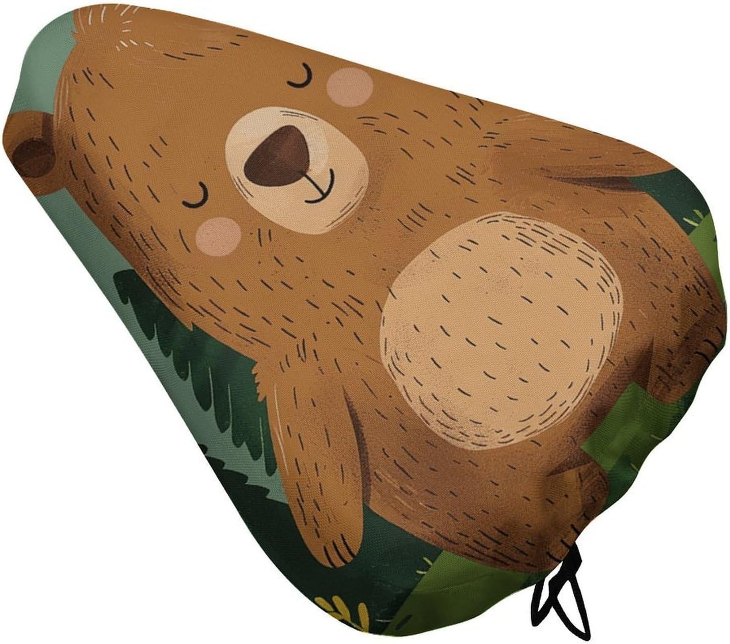 Cute Bear Waterproof Bike Seat Cushion with Drawstring for Women Men Soft Padded Bicycle Seat Cover for Comfort Wide Road Bike Saddles Universal Fit for Mountain Exercise
