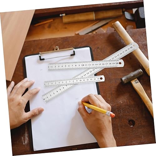 Miniatura 4 de 3 reglas de acero inoxidable de doble cara, herramientas de medición engrosadas para ingeniería de carpintería y plata
