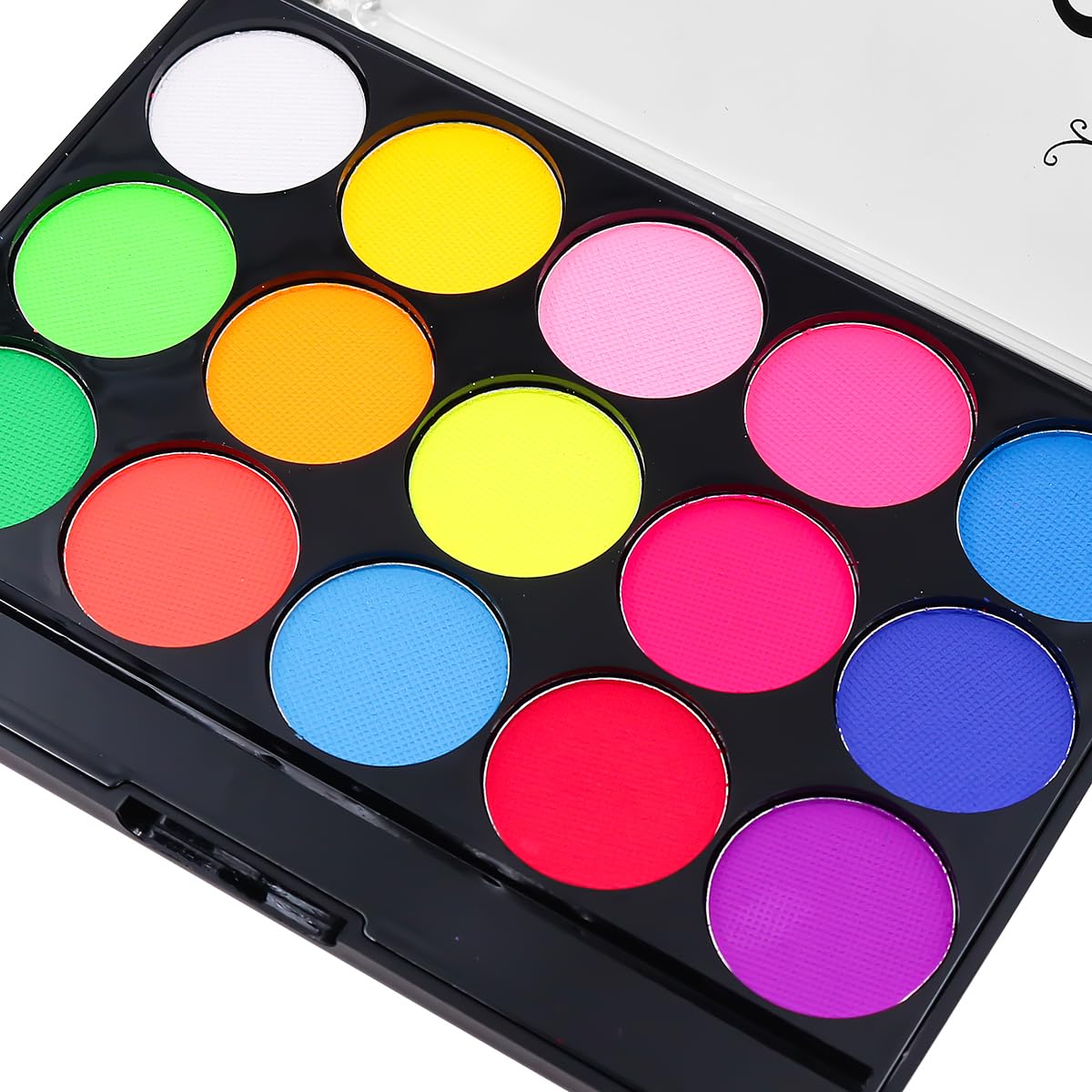 CENPEK Fluorescence Colour Face Colours Children's Make-Up Set for Theatre Make-Up Carnival Make-Up 15 Colours Safe Body Colours - Image 3