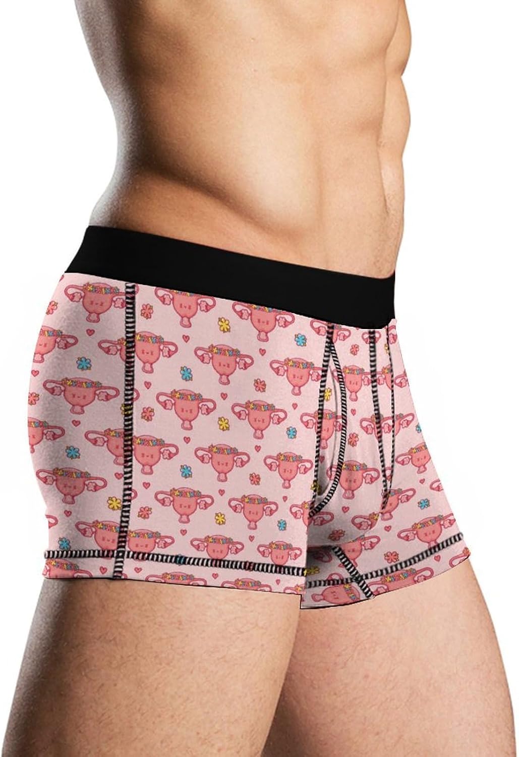 Cute Uterus Flowers Men's Underwear Soft Novelty Boxer Briefs Underpants Shorts Trunks