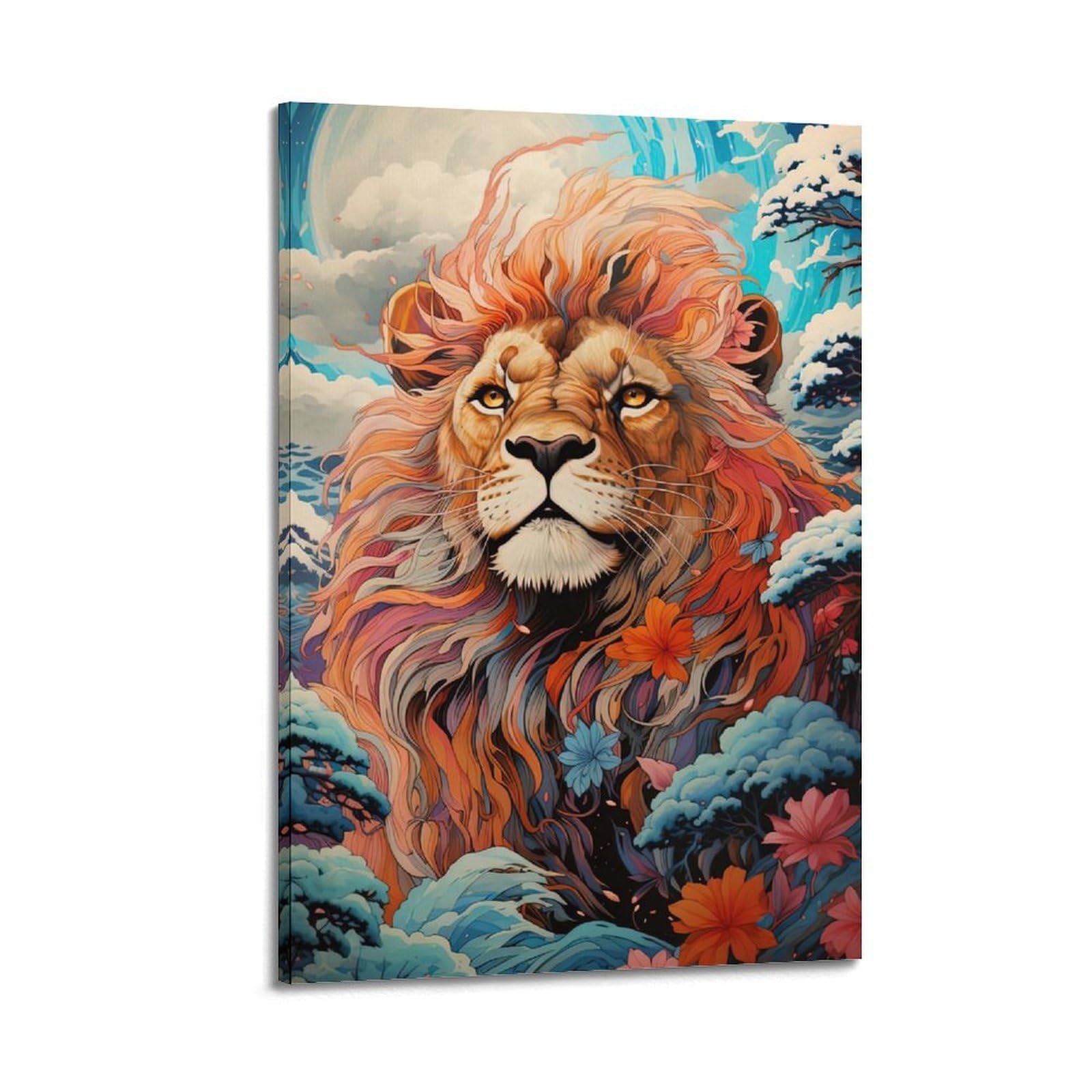 WPHSFX Wildlife Artwork Poster Lion in The Surf Poster Decorative Painting Canvas Wall Posters And Art Picture Print Modern Family Bedroom Decor Posters 20x30inch(50x75cm)