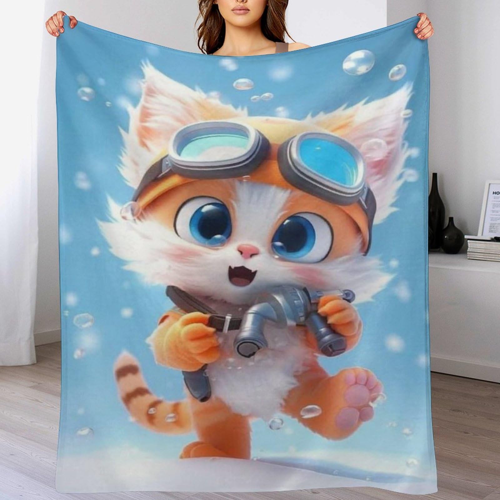Couvertures polaires chat mignon plaid flanelle 130x180cm