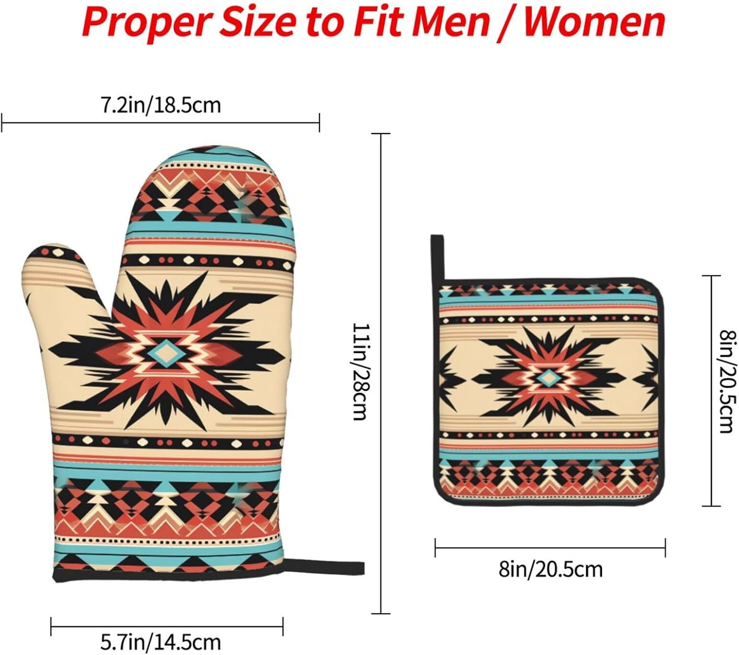 Oven Mitts and Pot Holders Sets 4PCS Heat Resistant Thicken Kitchen Cooking Gloves Native American Patterns Oven Mitts BBQ Oven Gloves Non-Slip Potholders Hot Pads for Baking Cooking Home Essentials