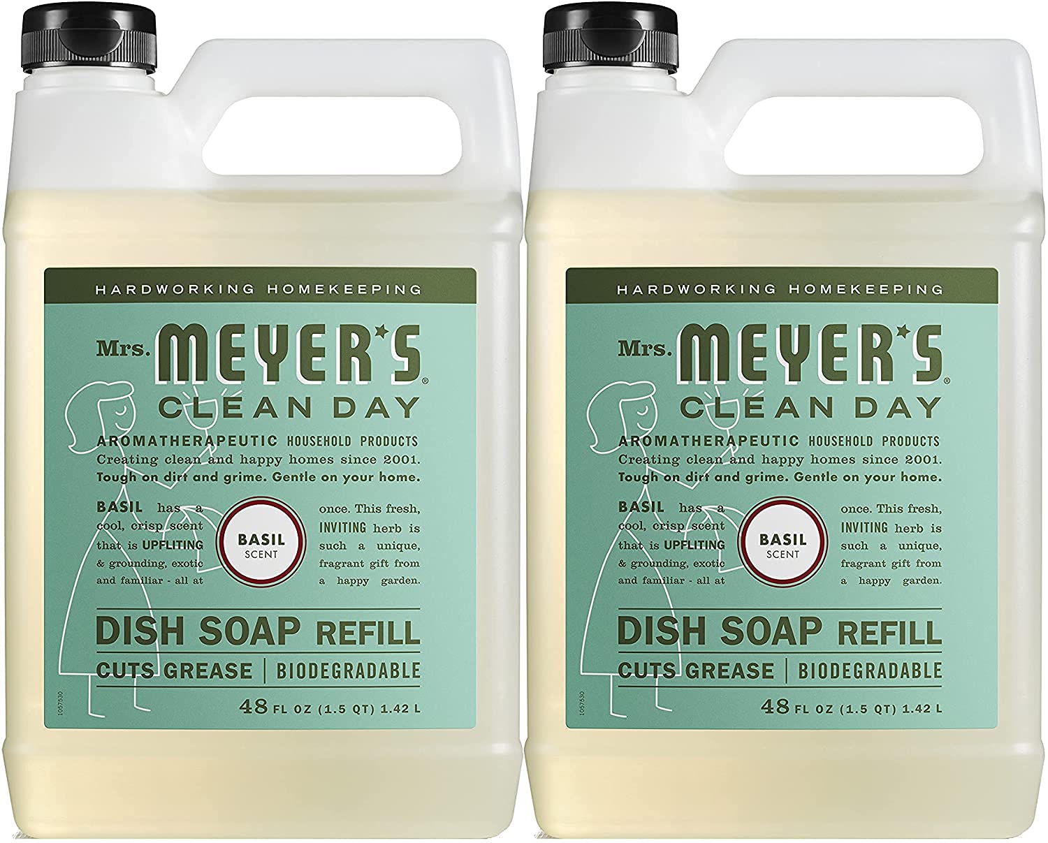 Mrs. Meyer's Liquid Dish Soap Refill, Basil, 48 OZ (Pack - 2)