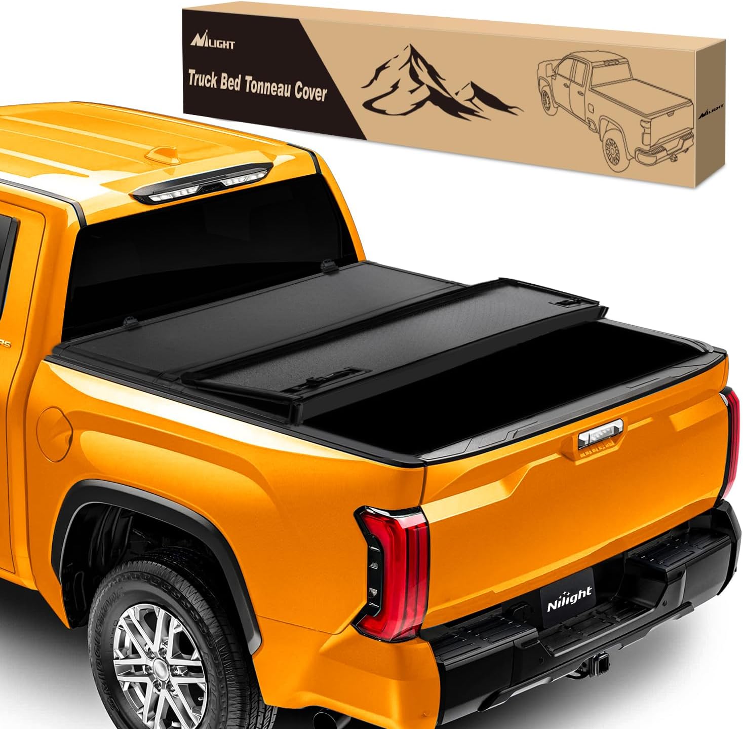 Nilight Hard Tri-Fold Tonneau Cover for 2022–2024 Toyota Tundra 5.6ft Bed, Low Profile Aluminum Truck Bed Cover, All-Weather Protection