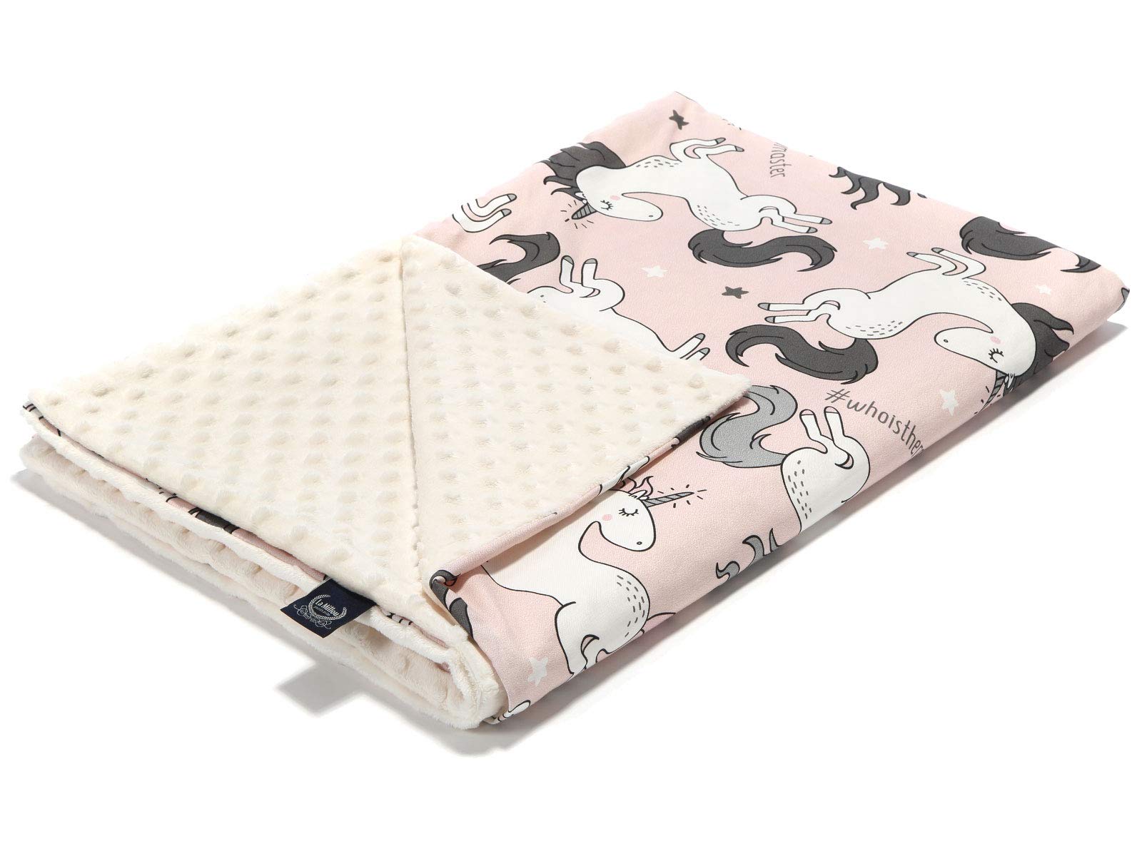 La Millou - Koc dziecięcy - Bawełna - Minky (44 x 139,7 cm) (Unicorn Sugar Bebe - Ecru)