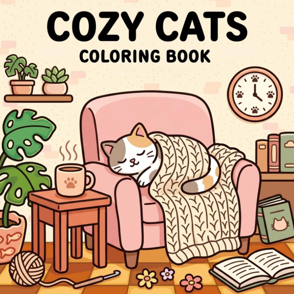 Cozy Cats Coloring Book: Bold and Easy Designs for Adults and Teens | 50 Playful and Relaxing Scenes for Stress Relief and Mindful Relaxation (The Purrfectly Cozy Cats Collection)
