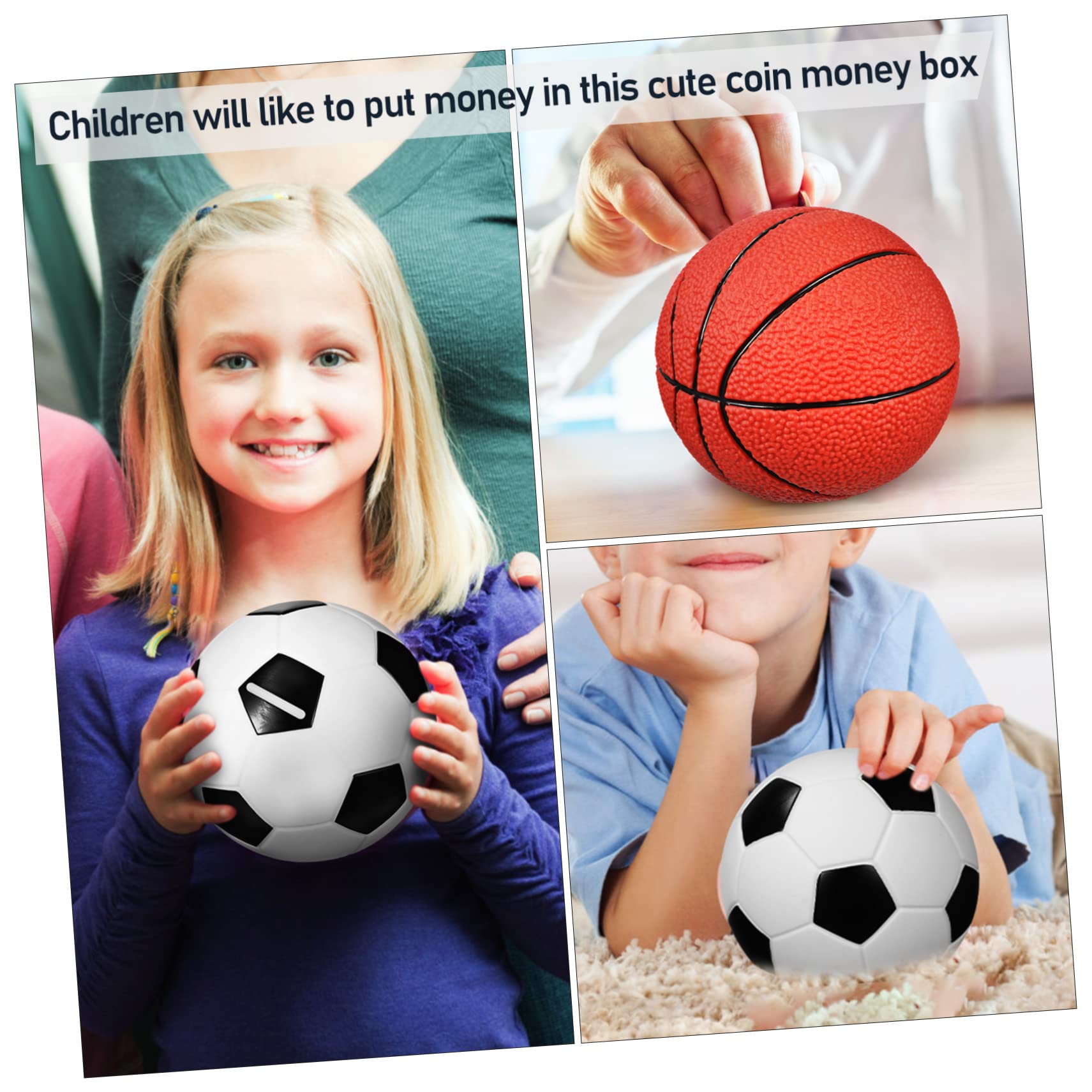 Salvadanaio Cartone 2 Pezzi Vinile, Basket e Calcio per Bambini | Tema Sportivo, Formato Compatto, Idea Regalo per Festa di Compleanno, per Decorazione Domestica
