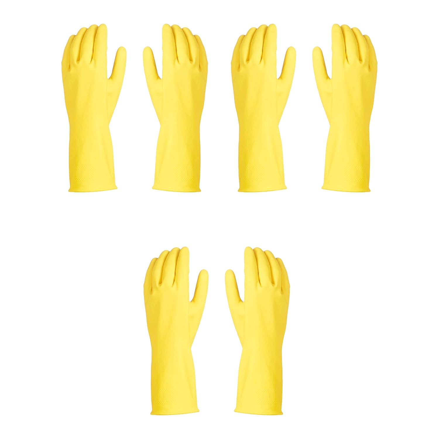 Amazon Basics 100003 Professional Reusable Rubber Gloves, Large, Yellow, 3-Pack