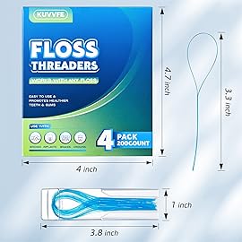 Kuvvfe Floss Threaders,Deep Clean Floss for Braces, Bridges, Implants|200Count (Pack of 4)