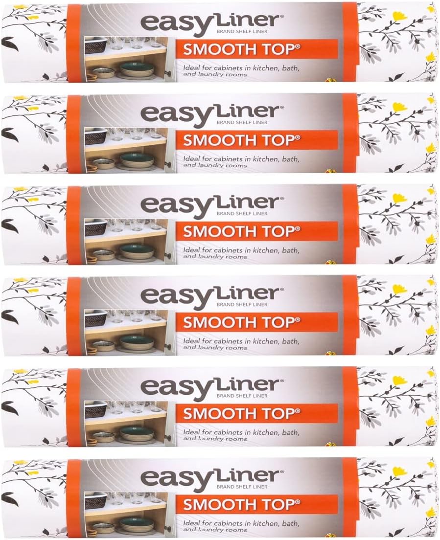 Duck EasyLiner Brand Smooth Top Shelf Liner, Taupe Quatrefoil, 12 in. x 10 ft, 6 Rolls -