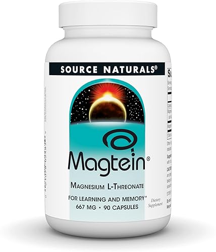 Vista 7 de Source Naturals Magteína L-treonato de magnesio, 667 mg, apoya la concentración, el estado de ánimo, la memoria saludable, la función cognitiva