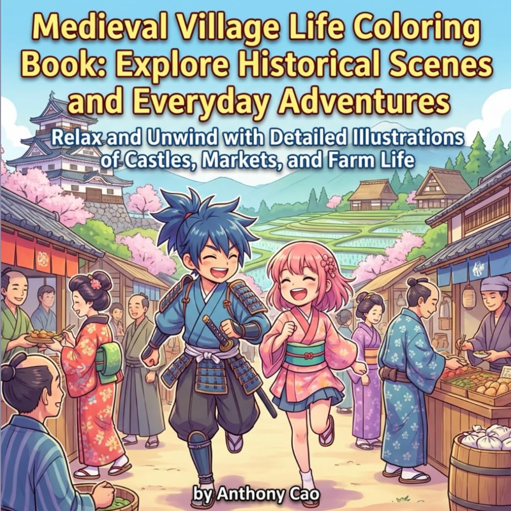 Medieval Village Life Coloring Book: Explore Historical Scenes and Everyday Adventures: Relax and Unwind with Detailed Illustrations of Castles, Markets, and Farm Life