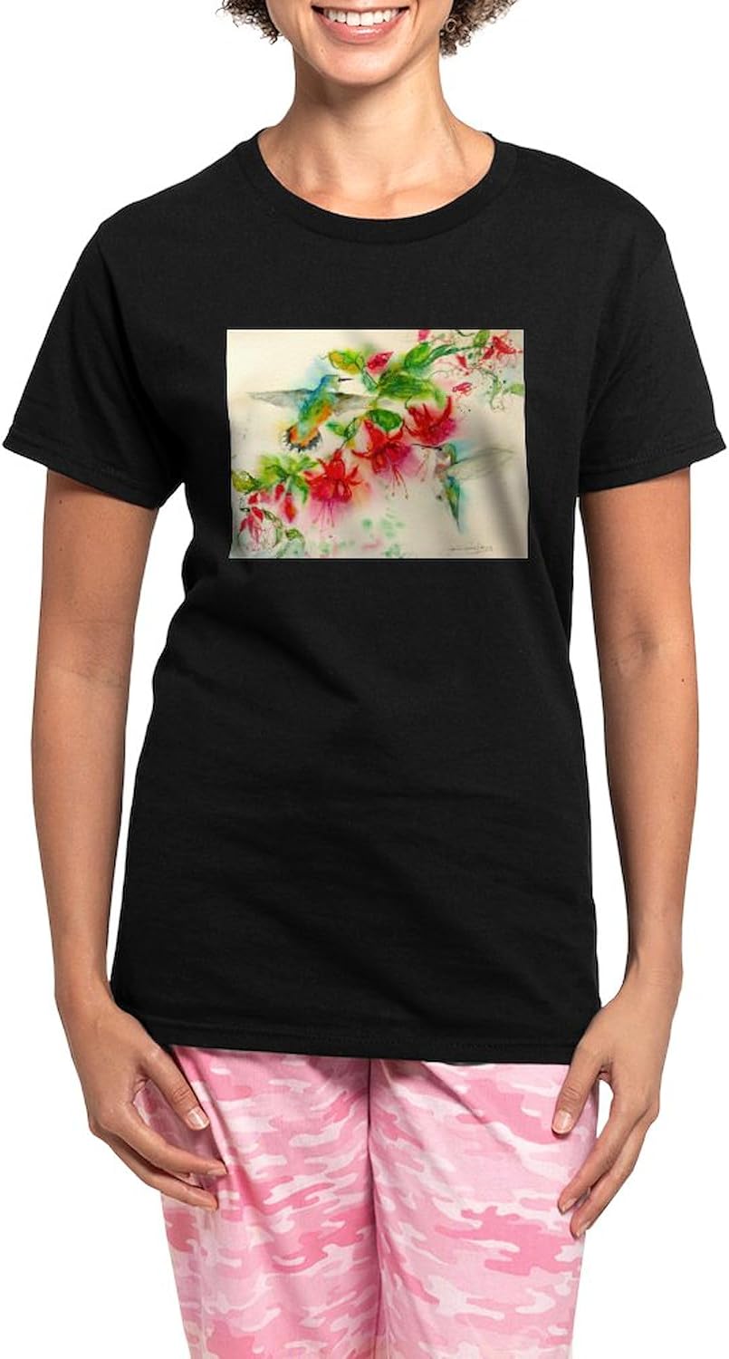 CafePress Hummingbirds In Fuschia Garden 2 Pajamas Womens Novelty PJ Sleepwear