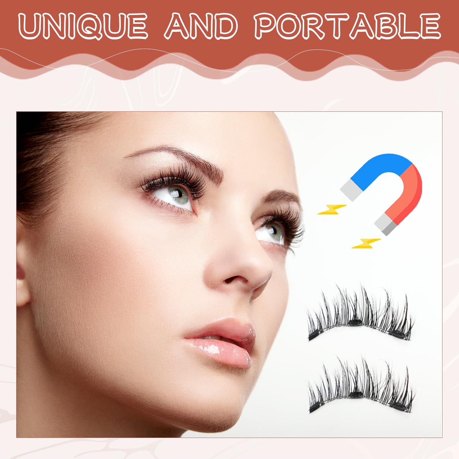 Magnetic Eyelashes, No Glue Needed, Double Sided Magnetic Eyelashes, Reusable Self Adhesive Eyelashes, Soft Magnets False Eyelashes, Easy to Wear