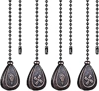 Vista 12 de Cadena de tracción plateada para ventilador de techo, 2 unidades de extensión decorativa de 12 pulgadas, extensión de cadena de bolas de cuentas