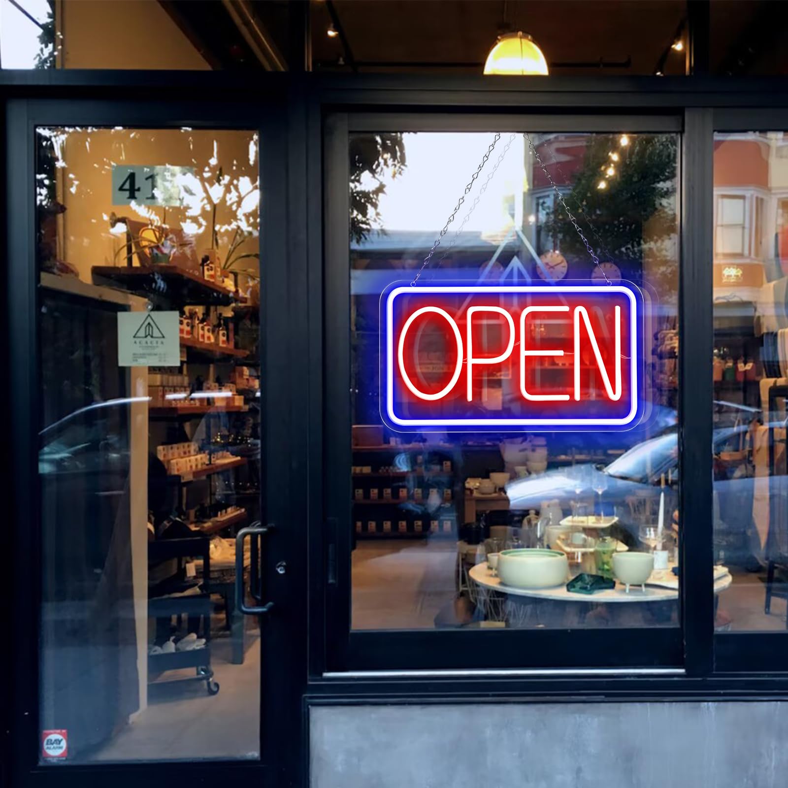 Photo 1 of Open Sign LED Neon for Business, LED Sign Adjustable Brightness, Open Signs Hanging on Cafe Restaurant Store Window Glass Door, Super Bright Neon Sign Powered by USB with ON/OFF Switch 16x9" Blue/Red-Horizontal