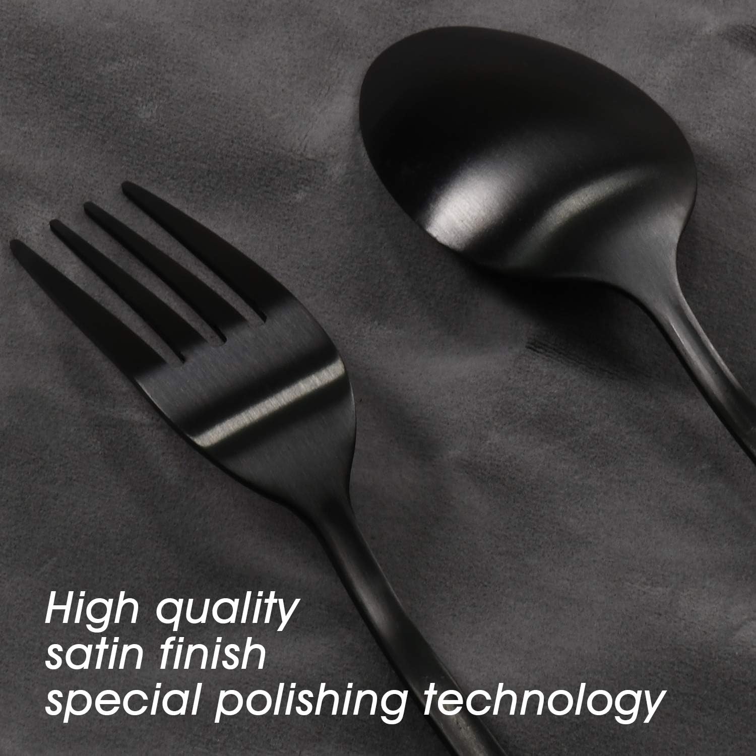 RENOOK Matte Black Silverware Set, Utensil Sets for Kitchens, Satin Finish 25-Piece Stainless Steel Flatware Set, Tableware Cutlery Set for 5, Dishwasher Safe, Gift Package.(25)