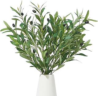 35 Inch Olive Branches for Vases Artificial Greenery Stems Faux Olive Tree Branch Home Decor 4PCS