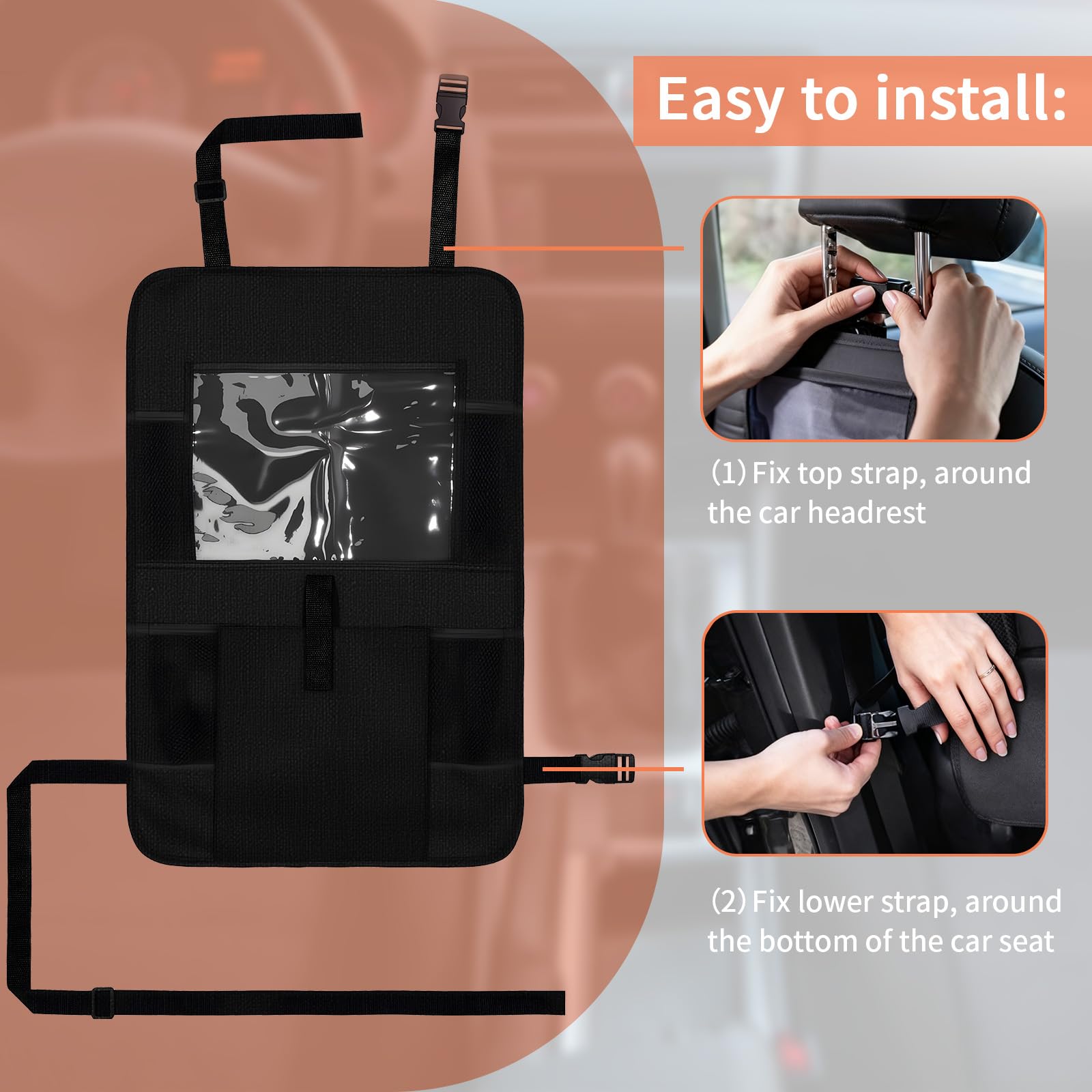 Zocipro 2 Stück Rückenlehnenschutz Auto Kinder, Autositz Organizer mit Tablet-Fach & 5 Taschen, Wasserdichter Auto Organizer