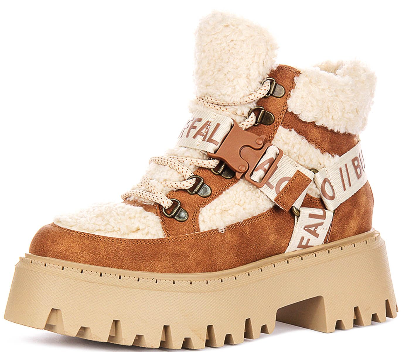 Buffalo ASPEN COM MID Femme Bottes beige/marron Imitation cuir, textile