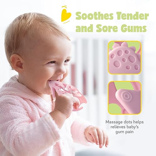 Miniatura 4 de Dino - Juguetes de dentición para bebés, mordedores de silicona de grado alimenticio para bebés de 0 a 18 meses, bolas sensoriales texturizadas,