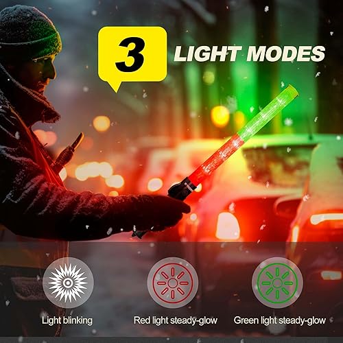 Miniatura 48 de Varita de luz de seguridad de 21 pulgadas Alta visibilidad, duradera, portátil Varita de control de tráfico con 2 modos intermitentes para Azul