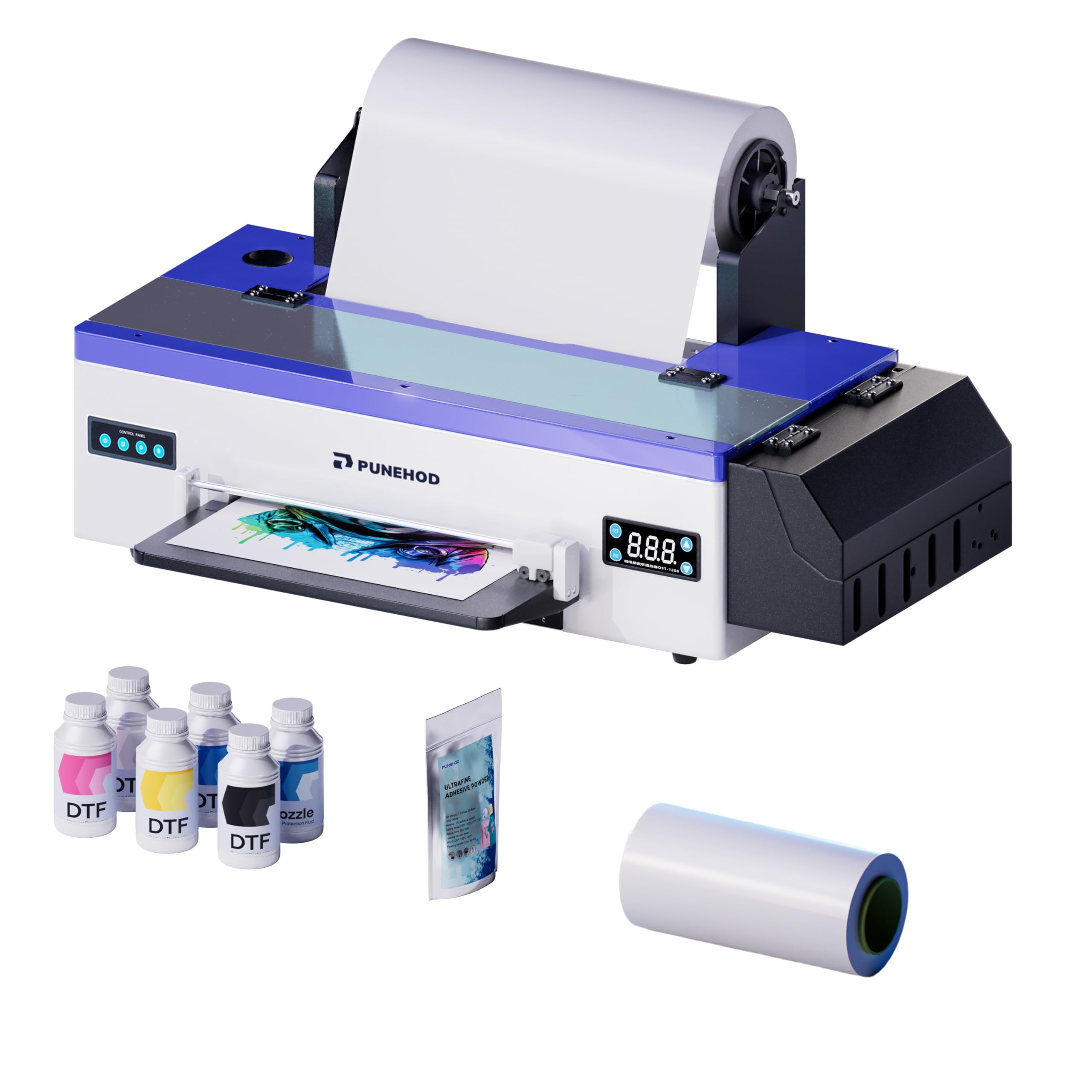 PUNEHOD L1800 DTF Printer A3 DTF Transfer Printing Machine, Direct to Film Printer with White Ink Circulation System, DIY Print for Dark and Light