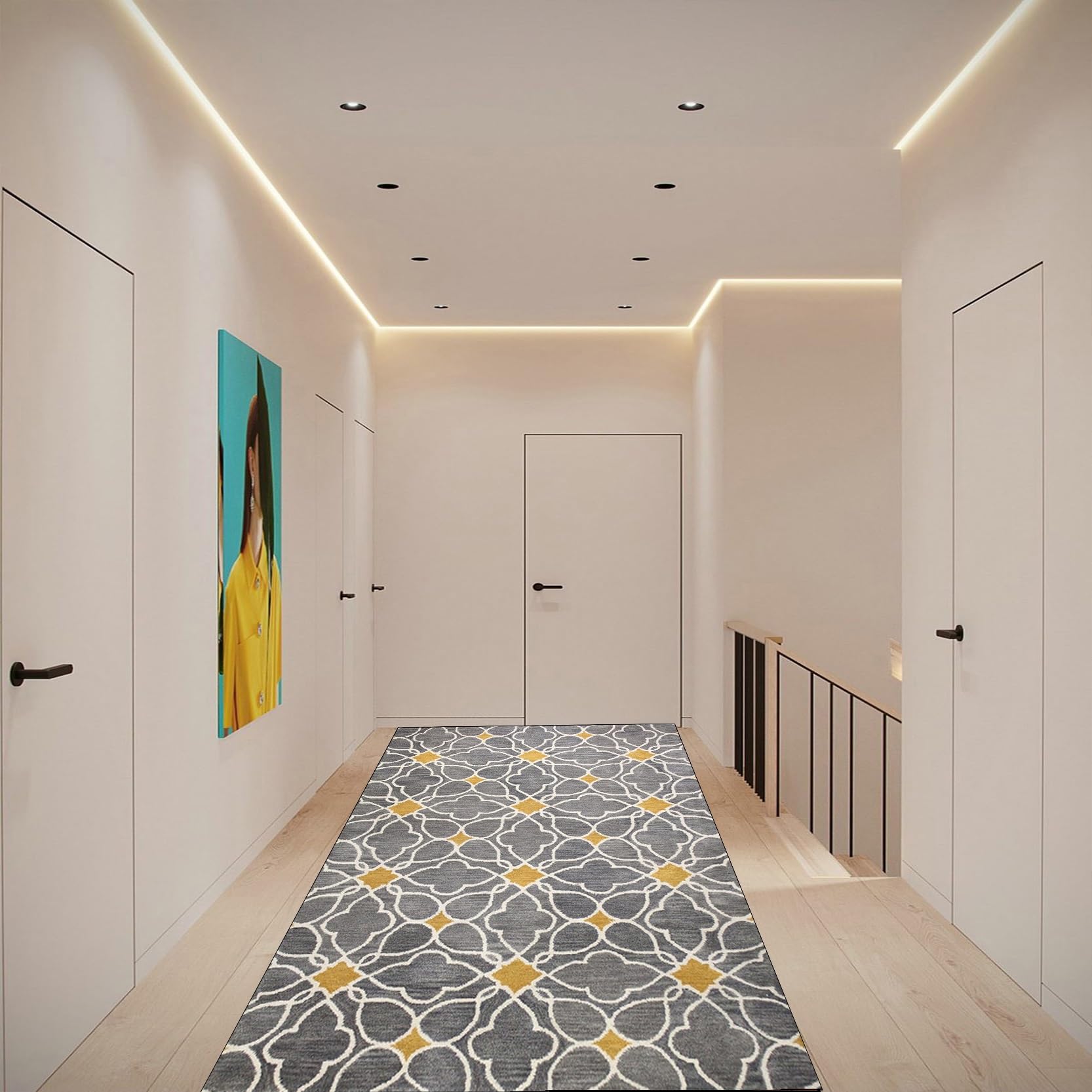Alfombras cocina de diseño geométrico moderno con acabado textil premium de 230 cm