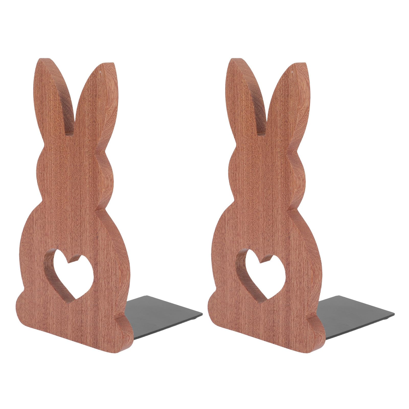 Serrage-Livres en Bois Marron jojofuny, 2 Serre-Livres Lapin et Cœur pour Bureau