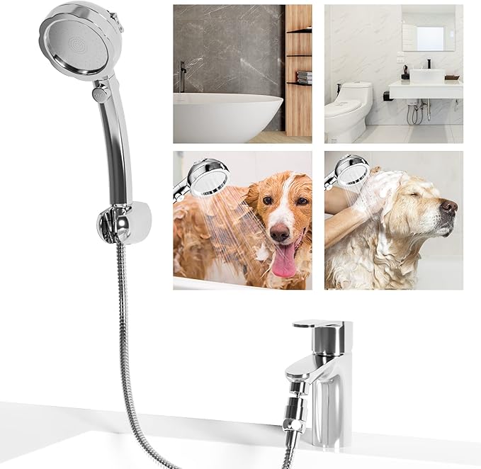 Sink Hose Dog Shower Sprayer Attachment, Female Aerator and Hand Spray