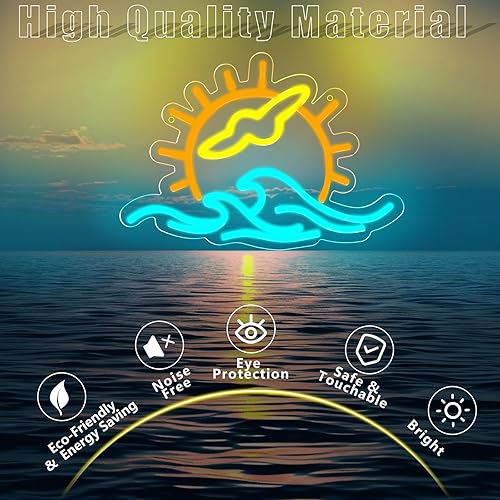 Miniatura 6 de Letrero de neón de atardecer Seabird para decoración de pared, letrero de luz LED de onda de neón, letreros LED para pared de dormitorio, letreros