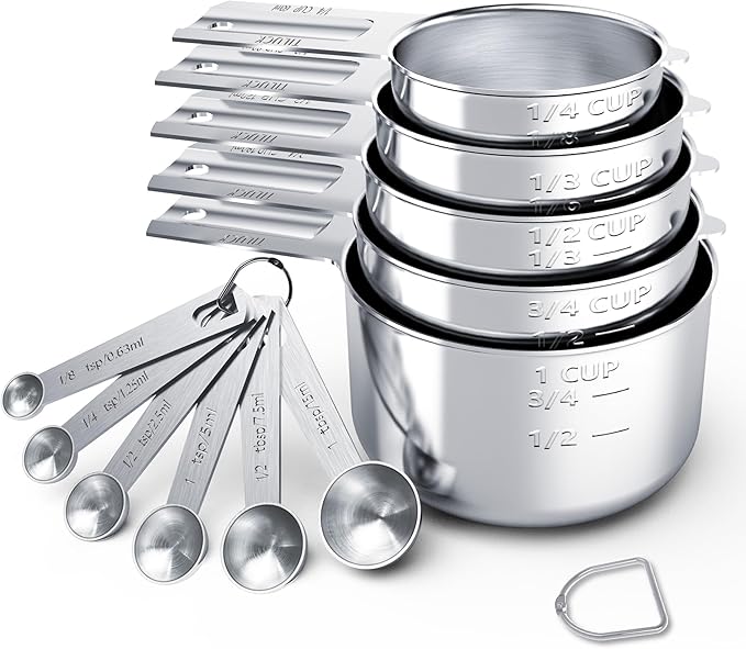 TILUCK Stainless Steel Measuring Cups & Spoons Set, Cups and Spoons,Kitchen Gadgets for Cooking & Baking (12)