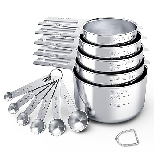 TILUCK Stainless Steel Measuring Cups & Spoons Set, Cups and Spoons,Kitchen Gadgets for Cooking & Baking (11) - 11