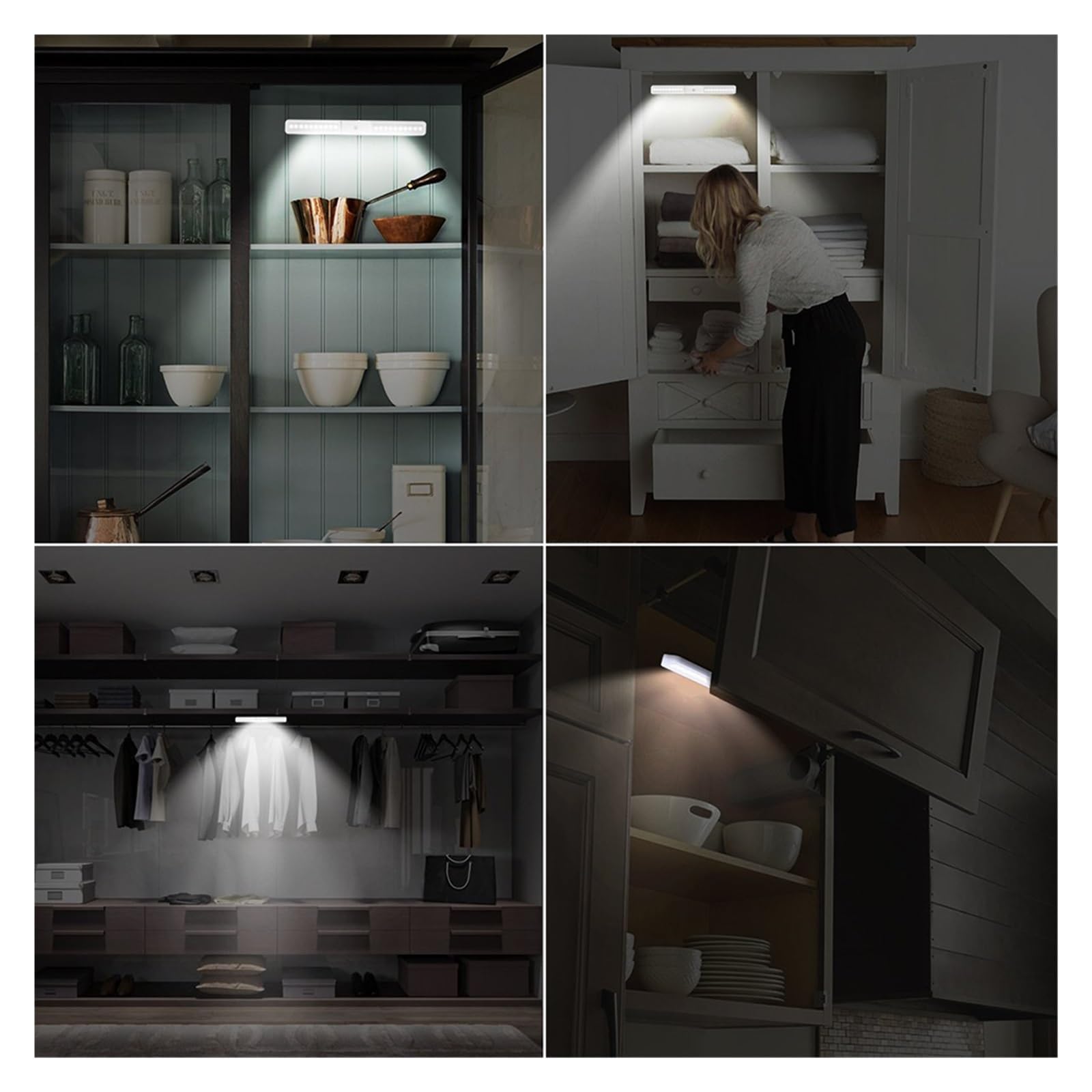 Luz LED De Inducción For Armario, Sensor Movimiento, Dormitorio, Cocina, Iluminación For, Cinta Magnética Recargable, 40CM, 20LED Detector De Movimiento