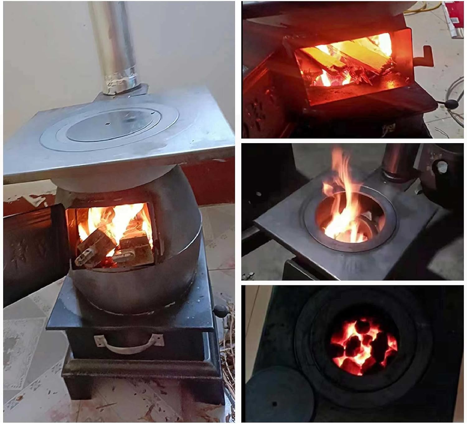 DDSS Indoor Wood-Burning Heating Stove, Thickened Cast Iron Rural Heating Stove, Smokeless Cooker, Energy Power Saving.