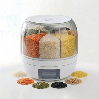 Rotating Storage Container for Grain 6 Grill Rice and Grain Storage Container 360  Rotating Food for Storing Rice Beans Grains with Crate Cover Moisture Resistant