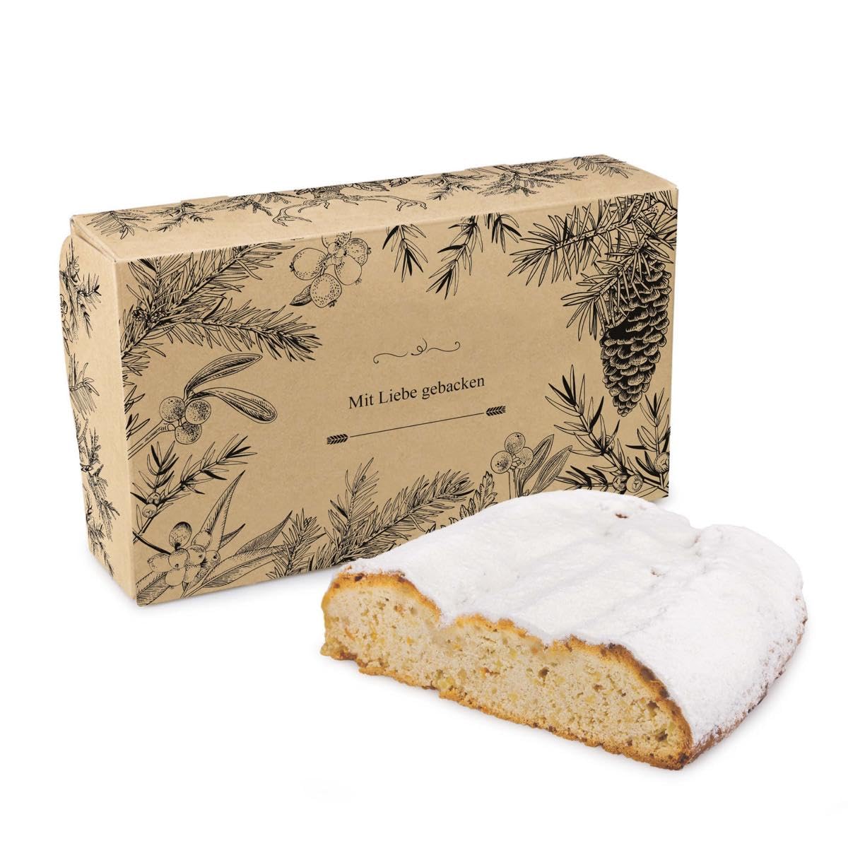 Bio Mandelstollen 1 kg I Christstollen ohne Rosinen im Geschenkkarton