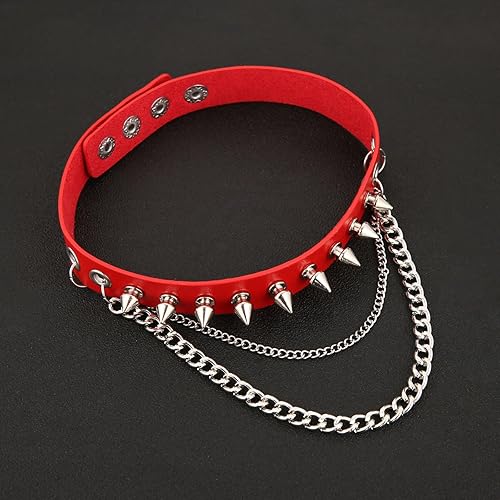 Miniatura 2 de HZMAN Collar de gargantilla de cuero con clavos de metal gótico punk punk gótico