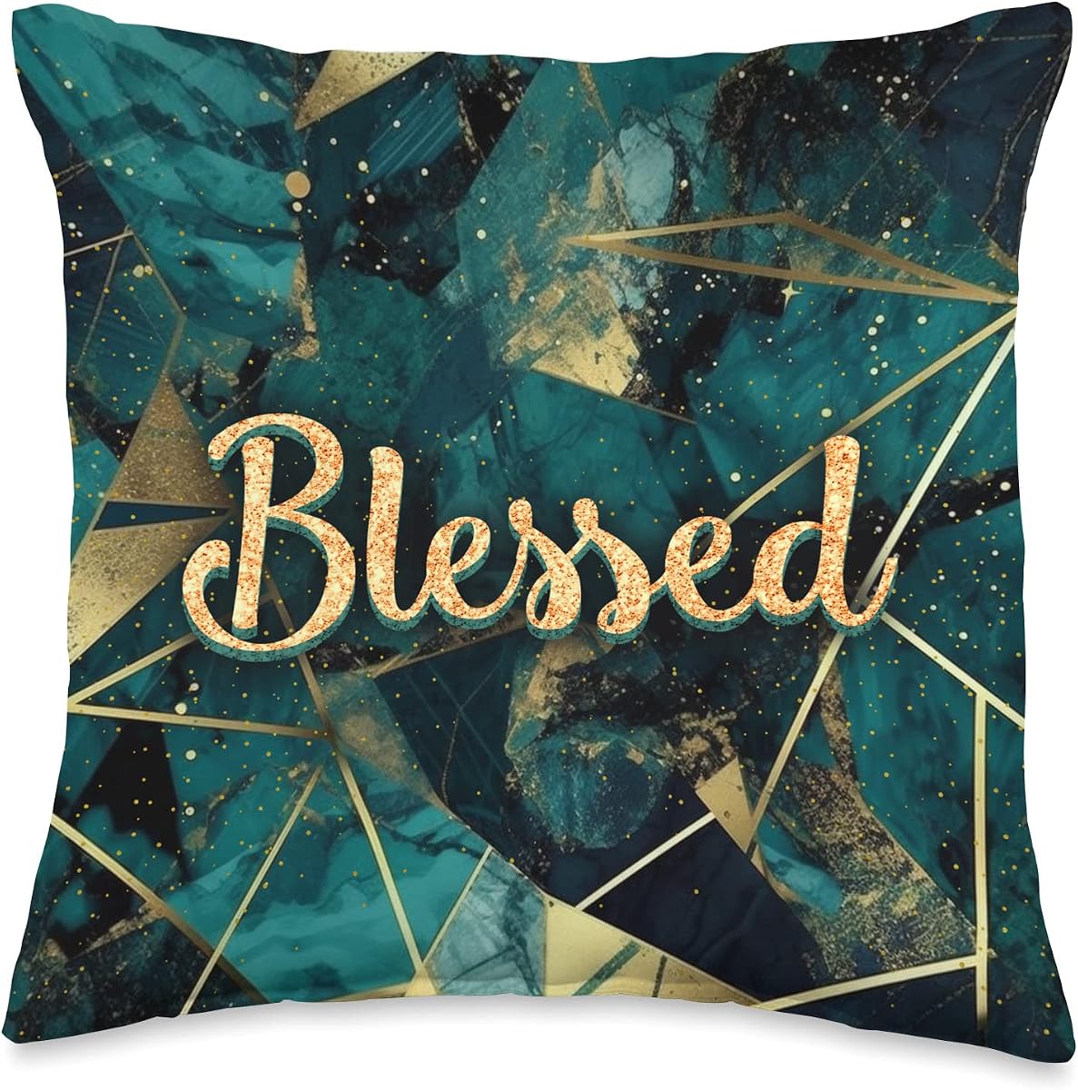 Art Deco Geometric Pattern Green Blessed Throw Pillow