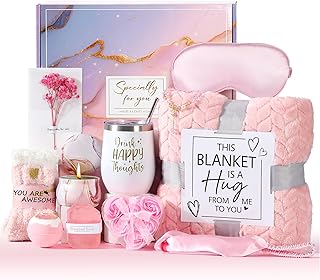 Geschenke für Frauen,Geburtstagsgeschenk für Frauen,12PCS Freundin Geburtstag Geschenkset,Inklusive Isolierter Becher mit Flanelldecke,Geschenkideen für Mama,Schwester,Kollegen,Bad-Entspannung