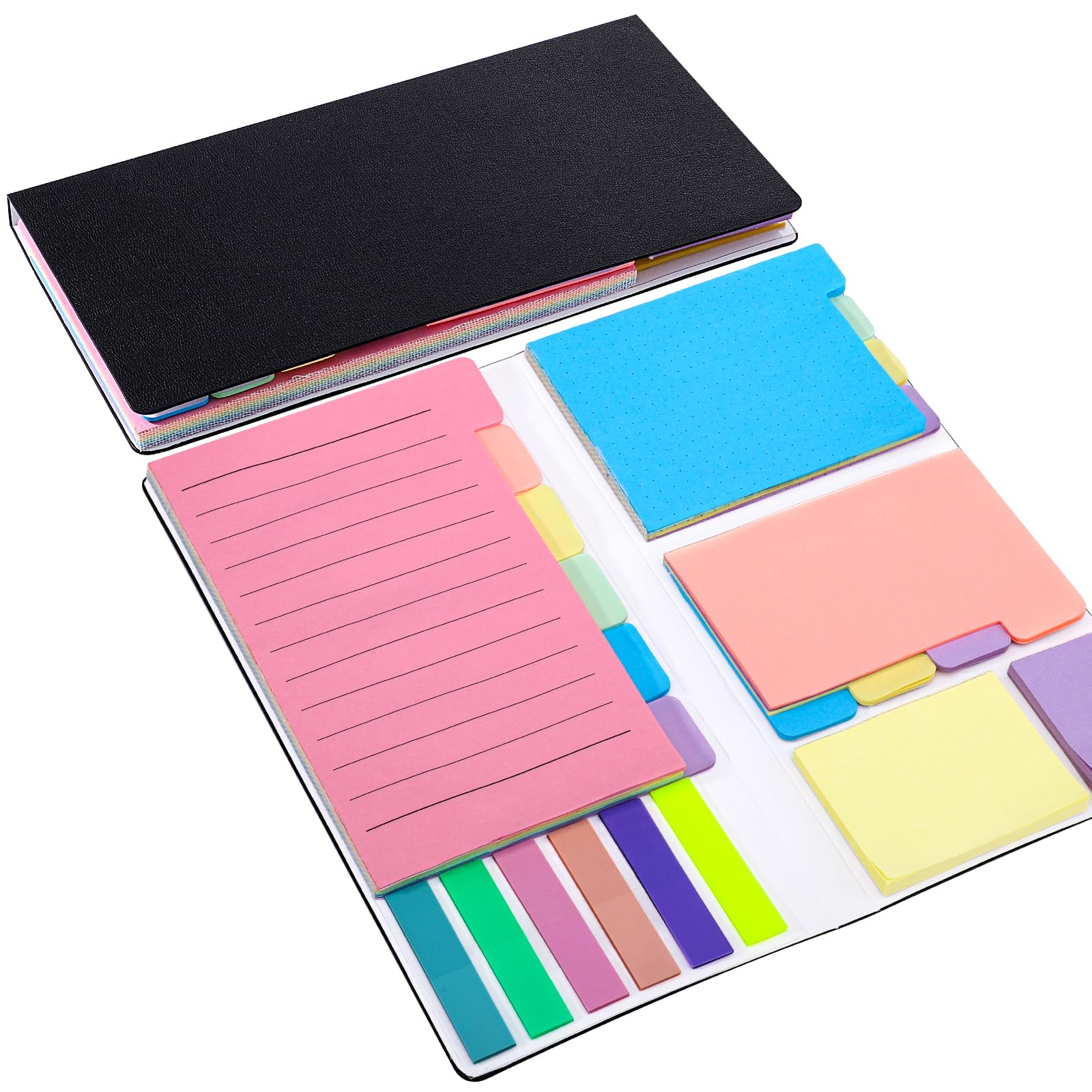 400 Pcs Sticky Notes Set, Multicolor Adhesive Notes with PU Leather Cover, Student Essentials Index Flags Pads for Books, Folders, Index,School Office Supplies โ image 1