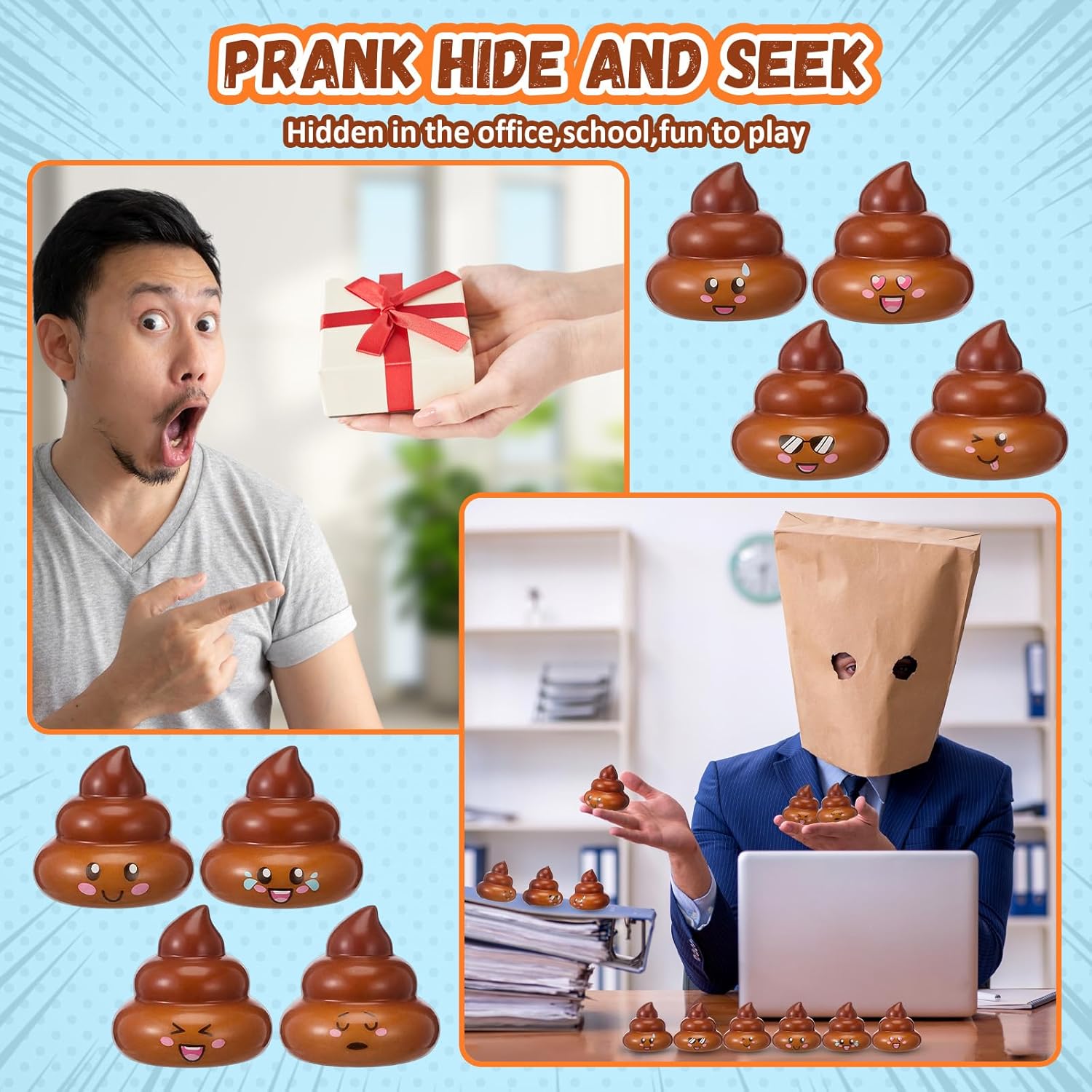 Leyndo 50 Pcs Original Poop Stress Ball Stretchy Sensory Poop Toys Poo Figures for Halloween Party Favors Joke Tricky Anxiety Relief Decor in Funny Pose Birthday Gift Prizes (Brown)